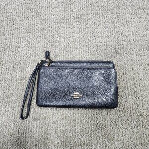 Coach Wristlet Wallet Black Leather Women's Size Small